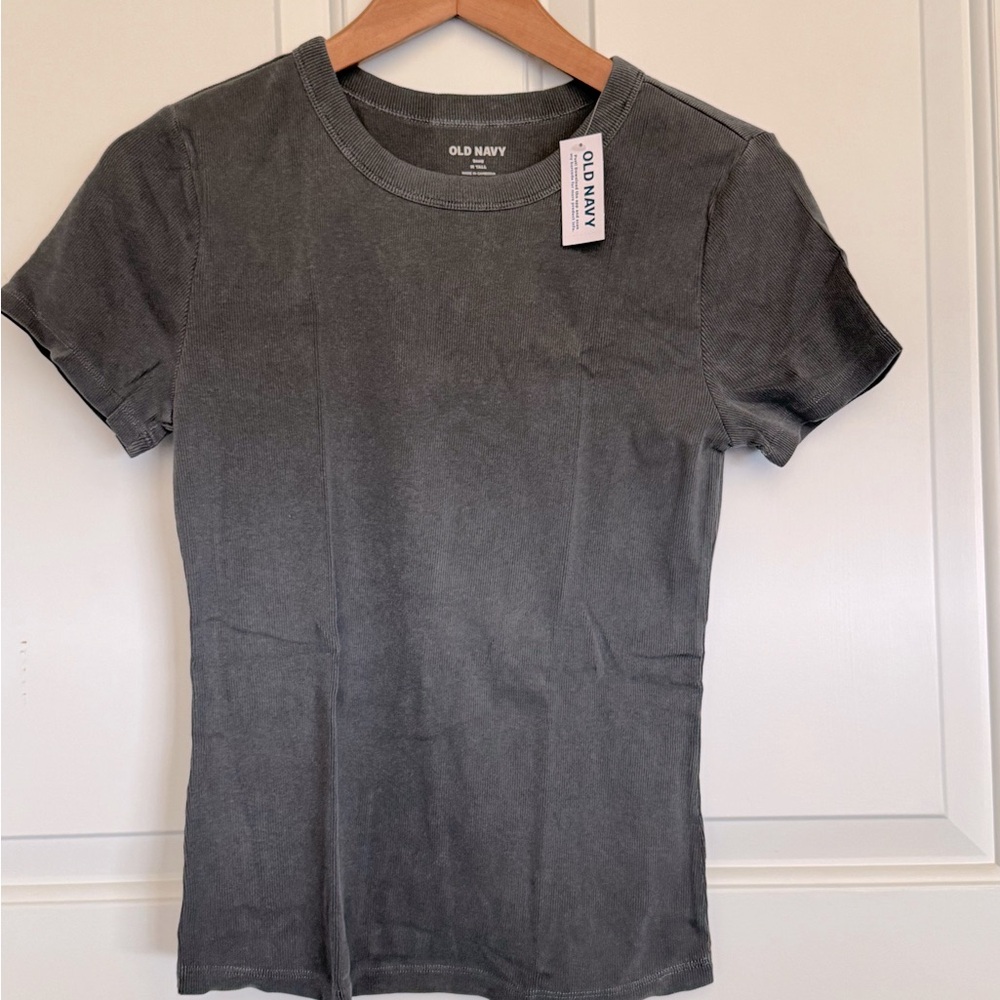 Old Navy Charcoal Ribbed Knit Top Medium TALL, color Panther, NWT